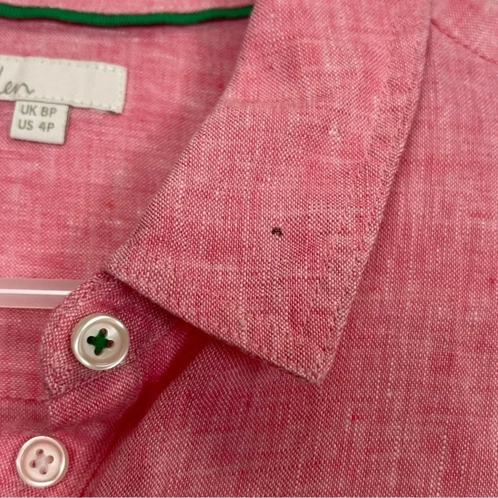 Boden Shirt Womens 4P Petite Pink Green White Button Up Cotton Collared Tunic - Picture 4 of 10